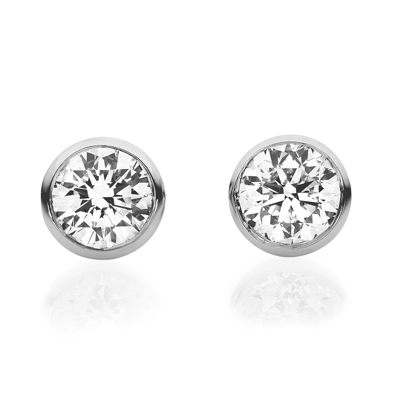 Ohrstecker    aus 585/-14 Karat Weißgold mit 2 Diamanten 0