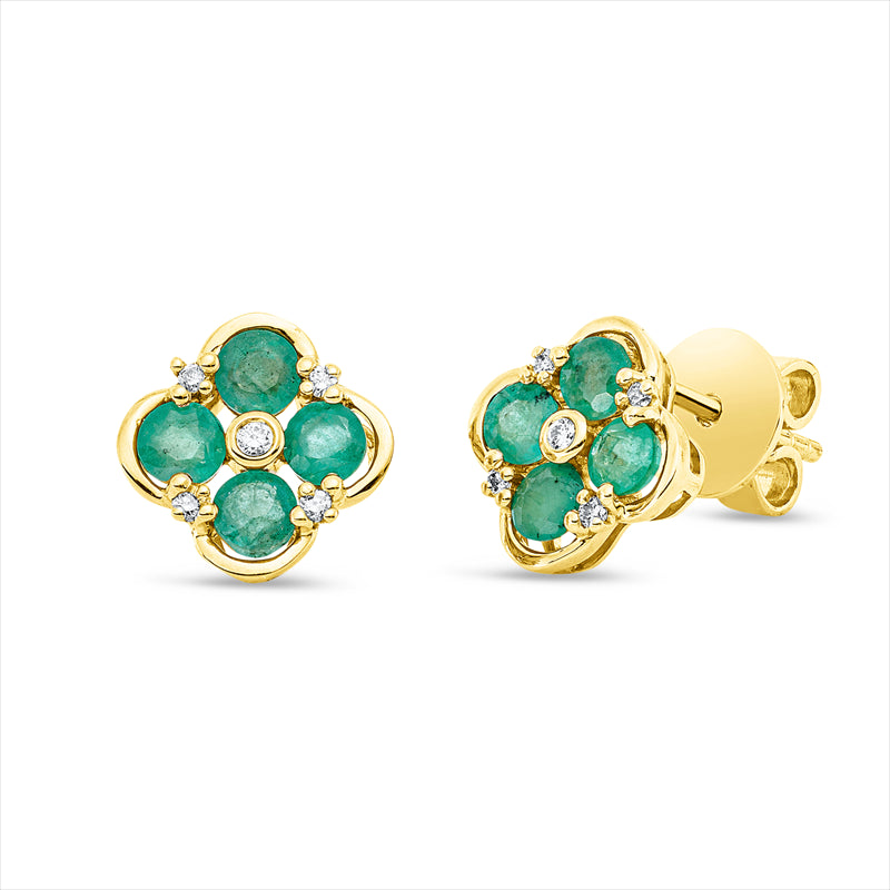 Ohrstecker mit Smaragd  aus 750/-18 Karat Gelbgold mit 10 Diamanten 0