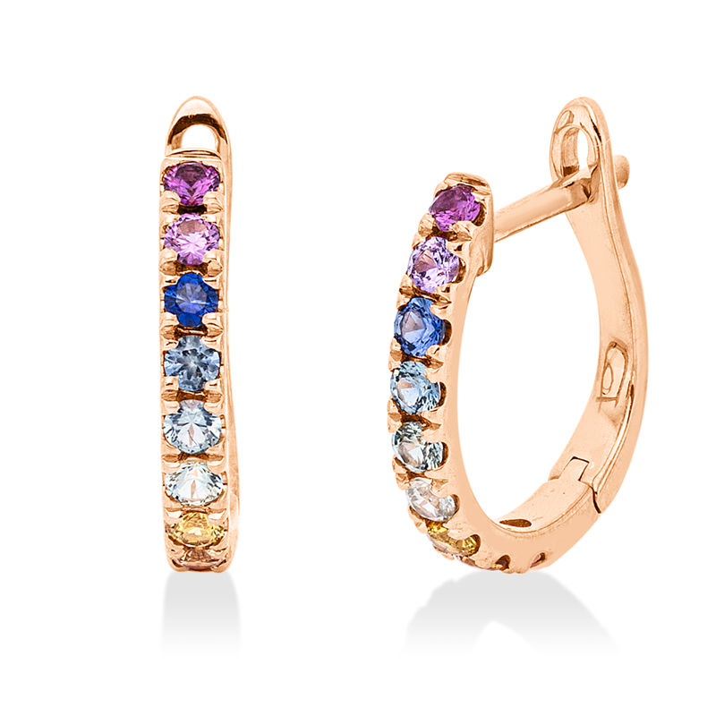 Creolen mit Saphir  aus 750/-18 Karat Rotgold  