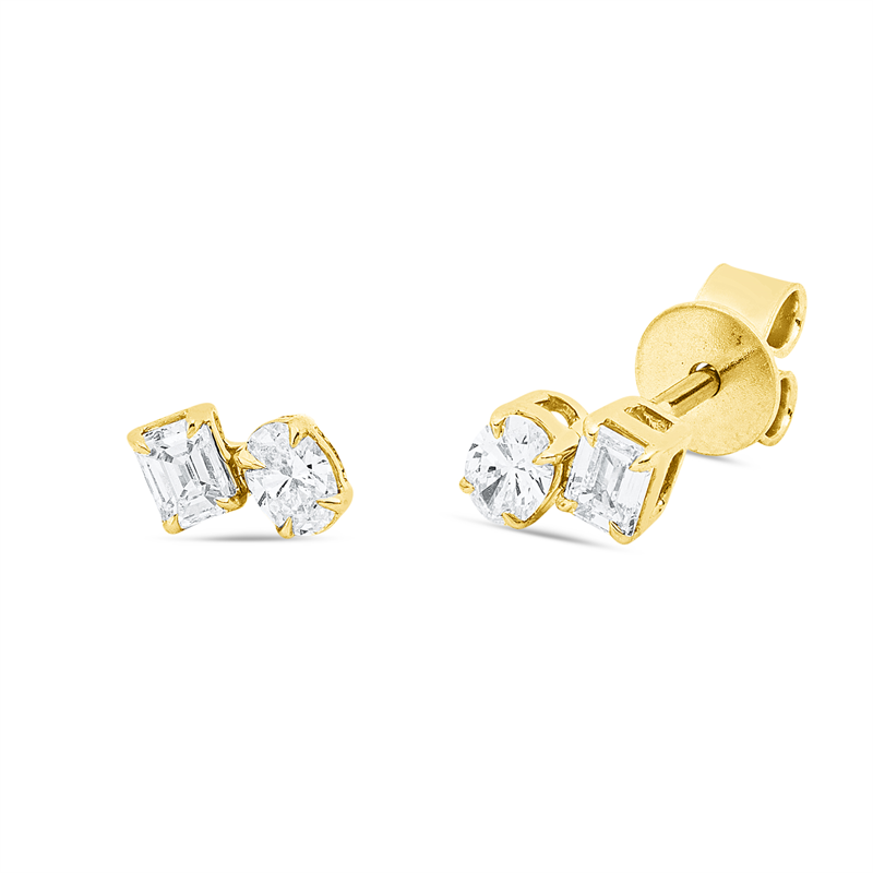Ohrstecker    aus 750/-18 Karat Gelbgold mit 4 Diamanten 0