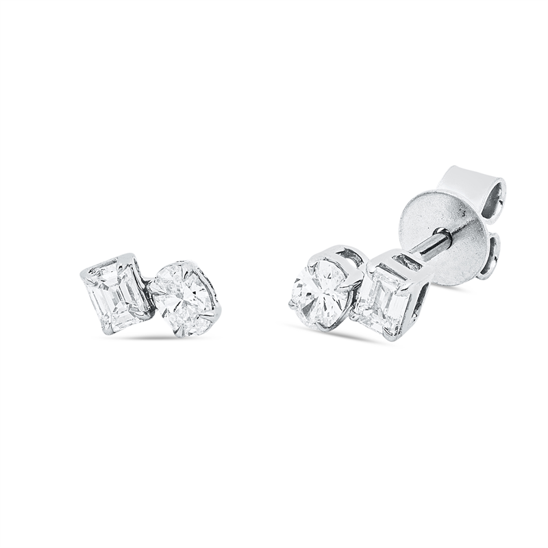Ohrstecker    aus 750/-18 Karat Weißgold mit 4 Diamanten 0