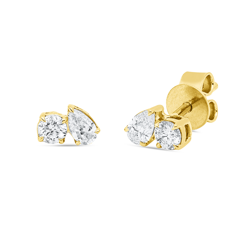Ohrstecker    aus 750/-18 Karat Gelbgold mit 4 Diamanten 0