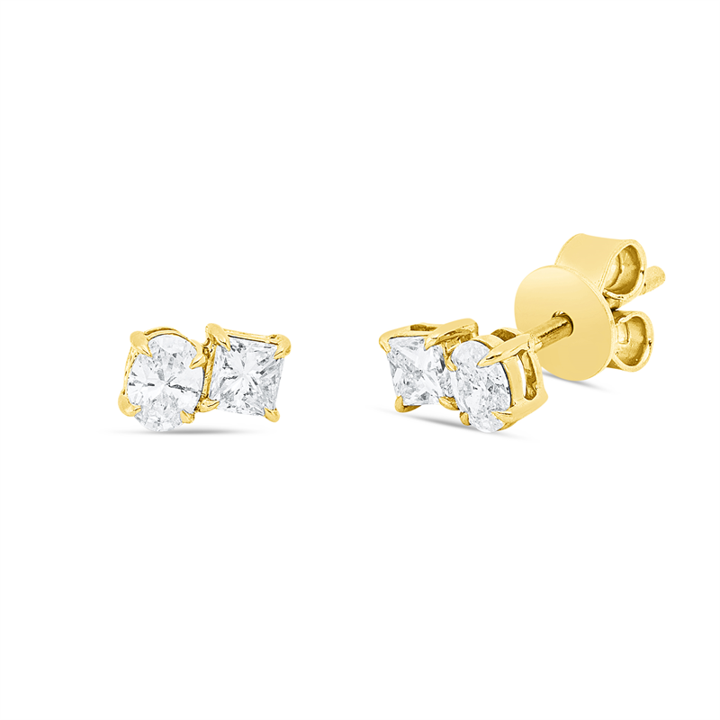 Ohrstecker    aus 750/-18 Karat Gelbgold mit 4 Diamanten 0