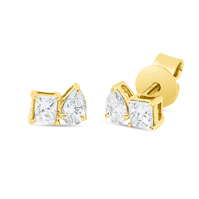Ohrstecker    aus 750/-18 Karat Gelbgold mit 4 Diamanten 0