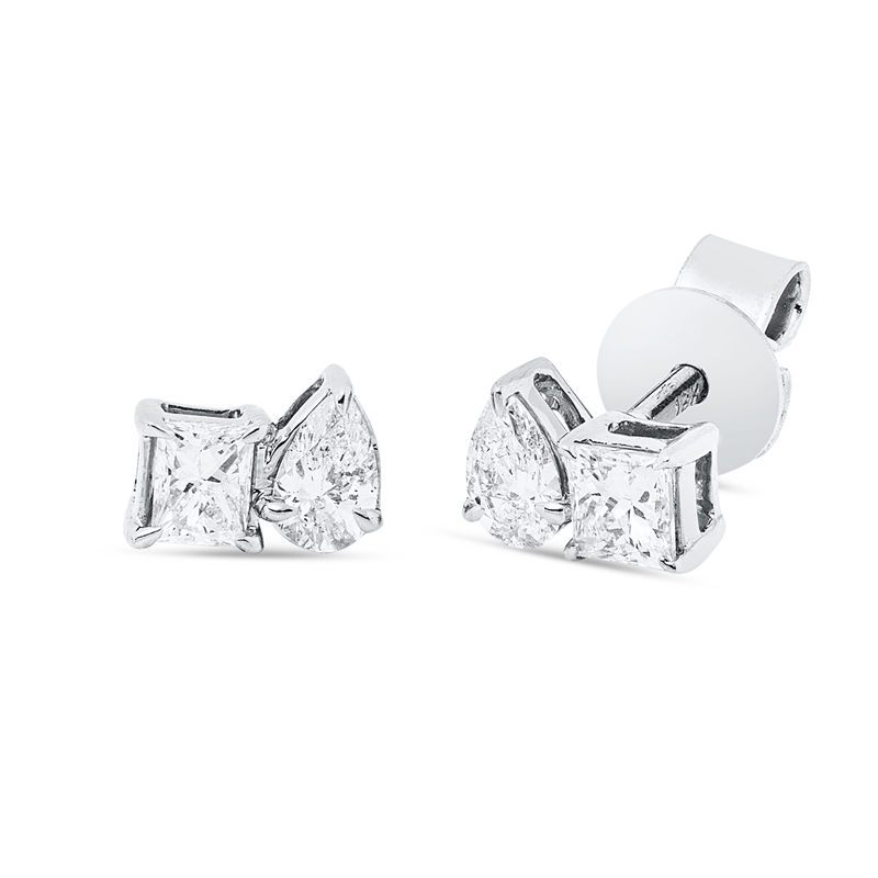 Ohrstecker    aus 750/-18 Karat Weißgold mit 4 Diamanten 0