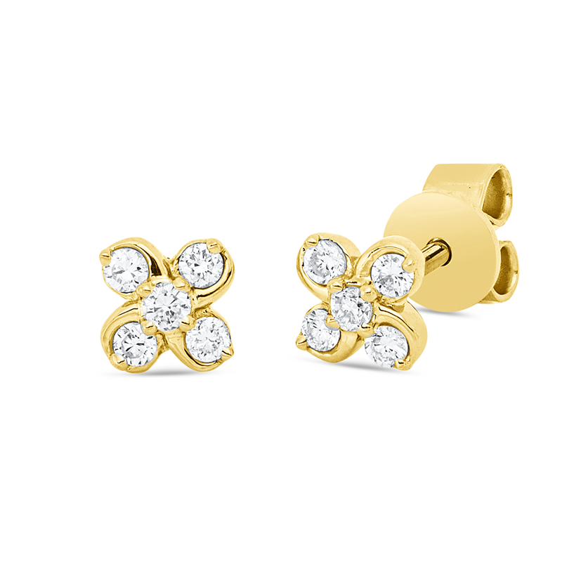 Ohrstecker    aus 750/-18 Karat Gelbgold mit 10 Diamanten 0