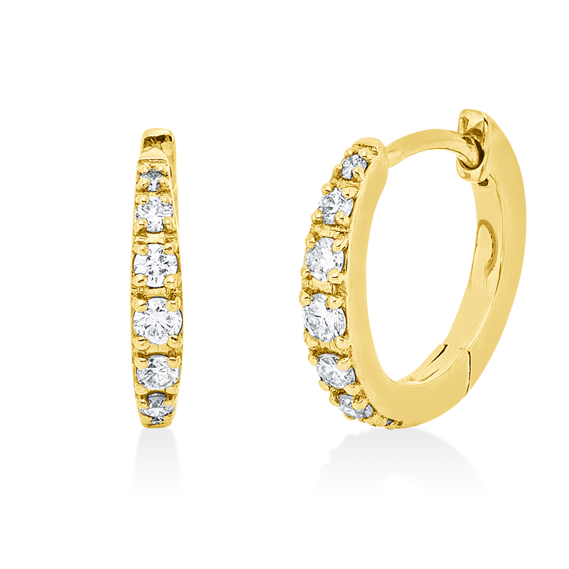 Creolen    aus 750/-18 Karat Gelbgold mit 14 Diamanten 0