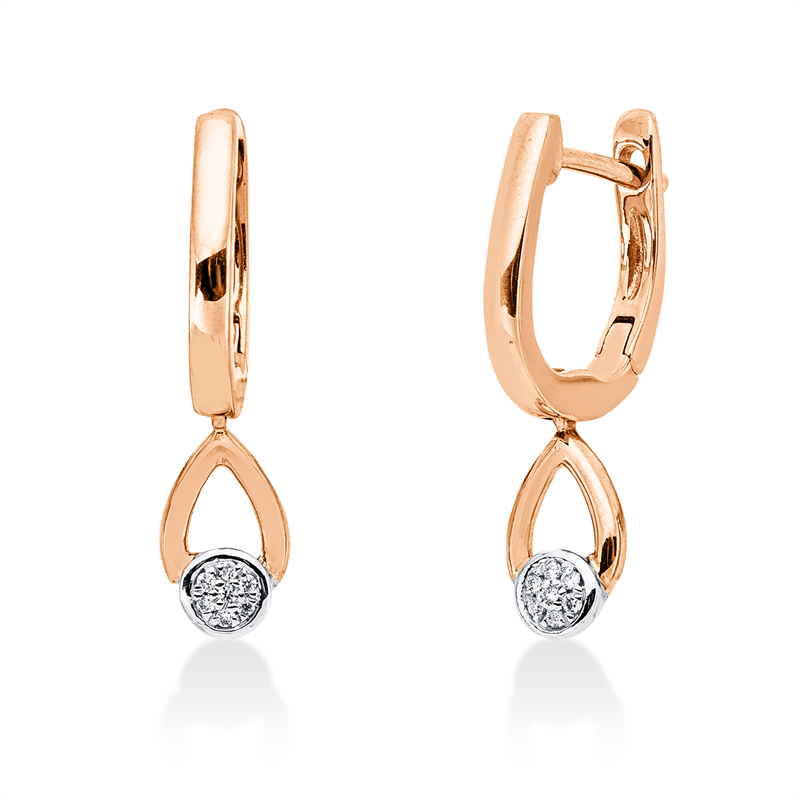 Creolen    aus 750/-18 Karat Rotgold / Weißgold mit 14 Diamanten 0