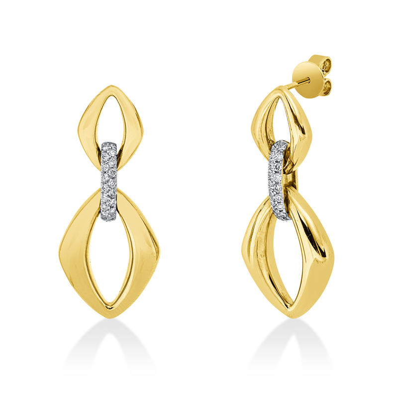 Ohrschmuck    aus 585/-14 Karat Gelbgold / Weißgold mit 36 Diamanten 0