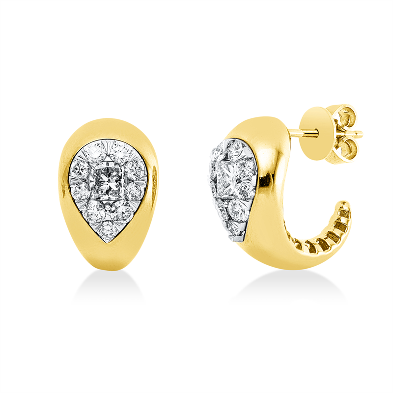 Ohrstecker    aus 585/-14 Karat Gelbgold / Weißgold mit 20 Diamanten 1
