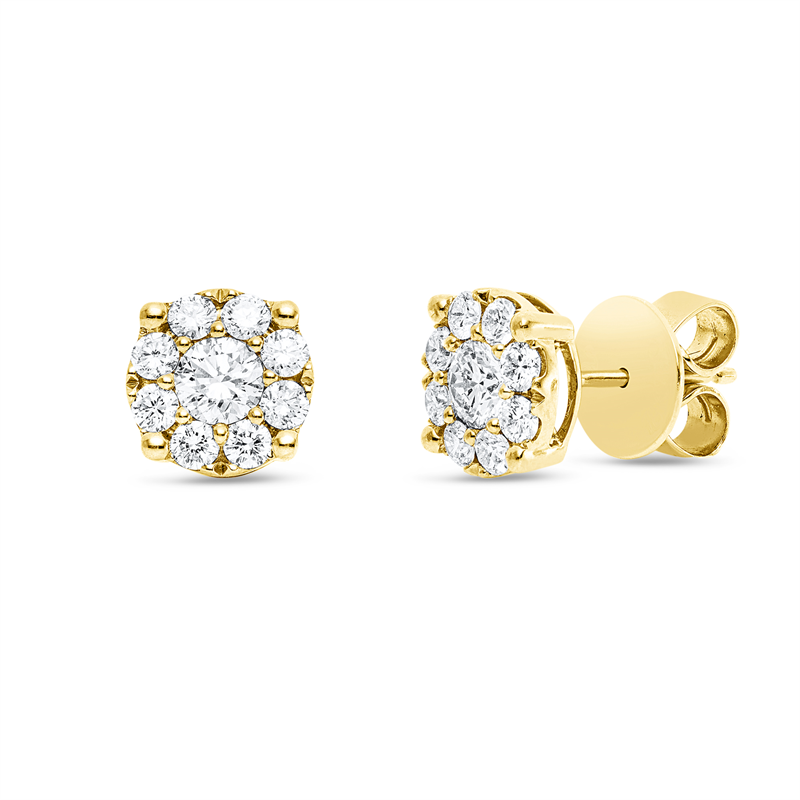Ohrstecker    aus 750/-18 Karat Gelbgold mit 18 Diamanten 1