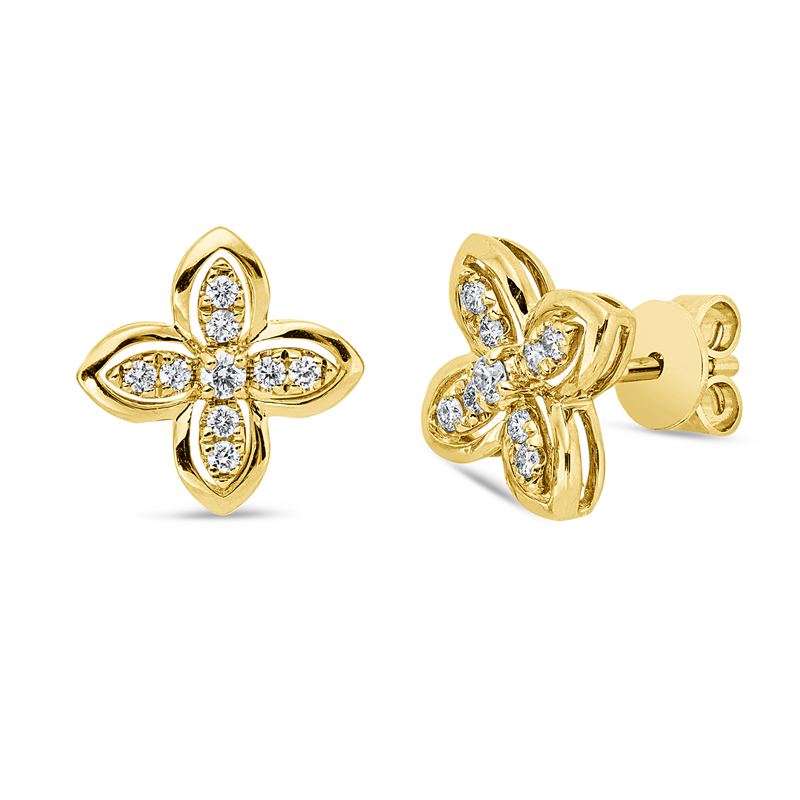 Ohrstecker    aus 585/-14 Karat Gelbgold mit 18 Diamanten 0