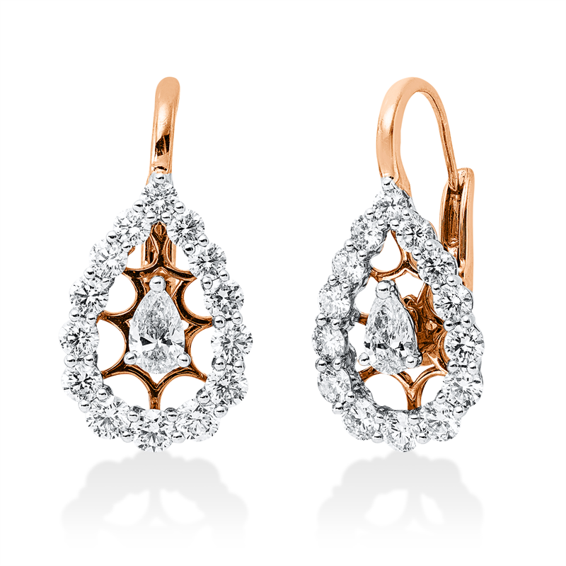 Creolen    aus 750/-18 Karat Weißgold / Rotgold mit 30 Diamanten 1