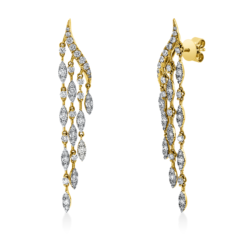 Ohrstecker    aus 750/-18 Karat Gelbgold mit 96 Diamanten 1