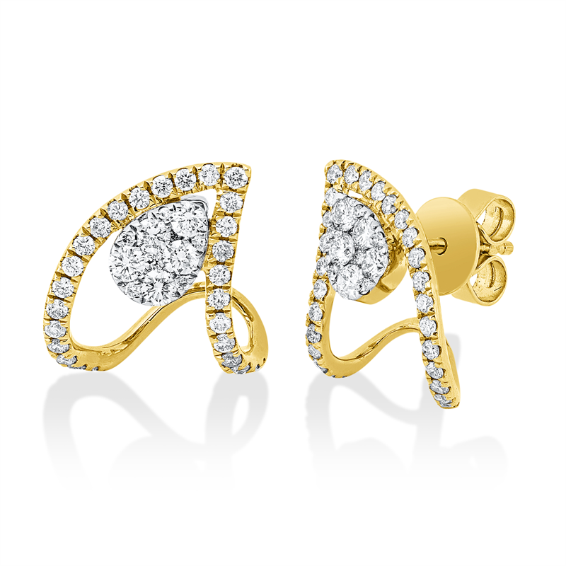 Ohrstecker    aus 750/-18 Karat Gelbgold mit 78 Diamanten 0