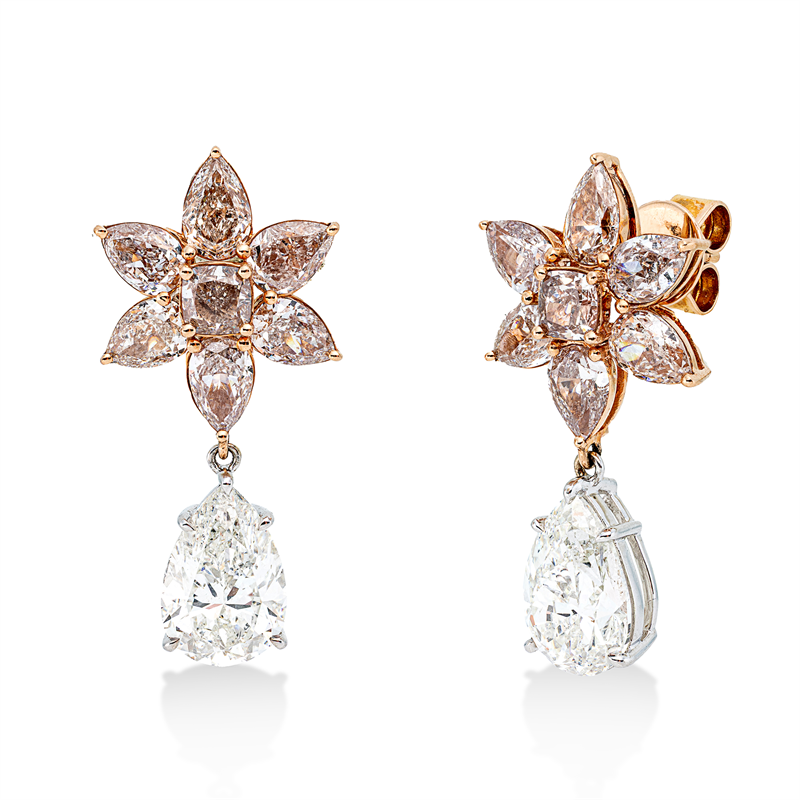 Ohrschmuck    aus 750/-18 Karat Rotgold / Weißgold mit 16 Diamanten 8