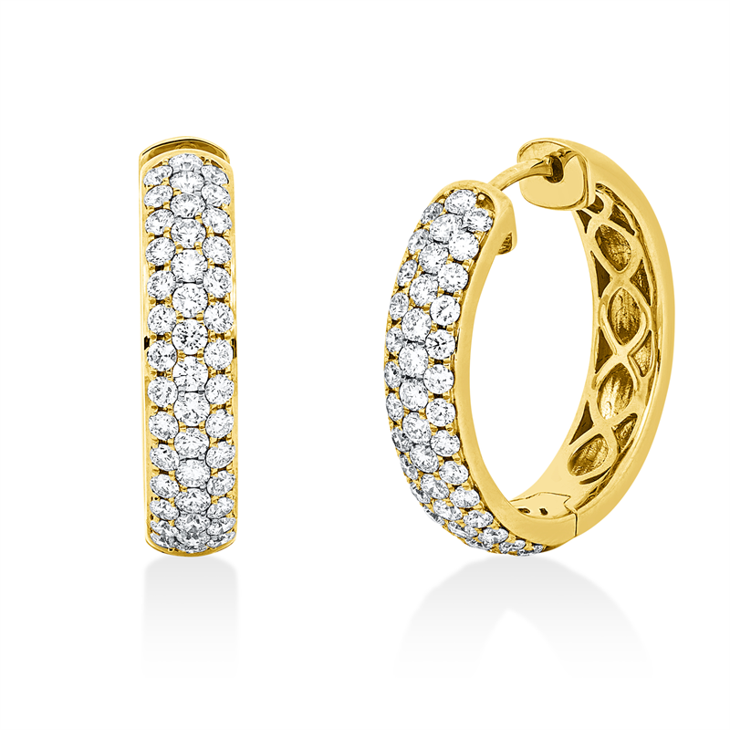 Creolen    aus 750/-18 Karat Gelbgold mit 86 Diamanten 1