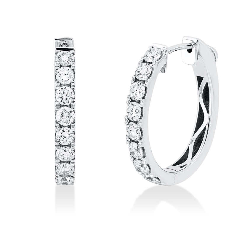 Creolen    aus 750/-18 Karat Weißgold mit 16 Diamanten 0