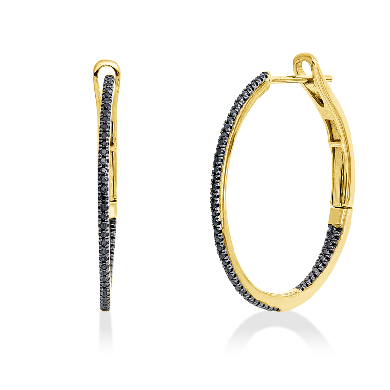 Creolen    aus 750/-18 Karat Gelbgold mit 98 Diamanten 0