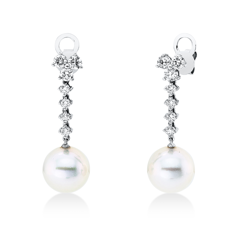 Ohrschmuck   mit Südseeperle aus 750/-18 Karat Weißgold mit 14 Diamanten 0