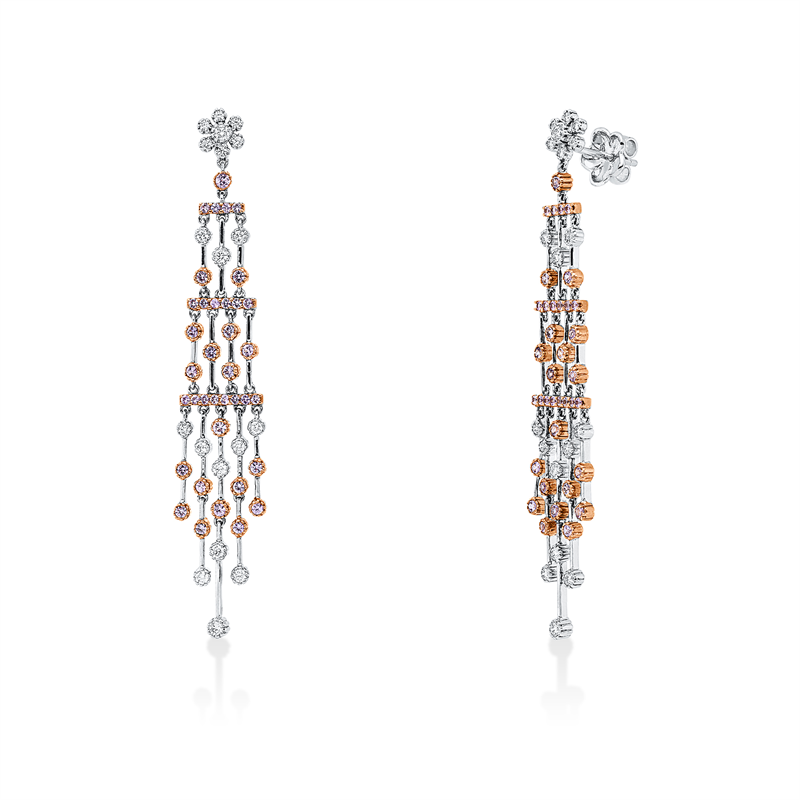 Ohrschmuck mit Saphir  aus 750/-18 Karat Weißgold / Rotgold mit 38 Diamanten 0