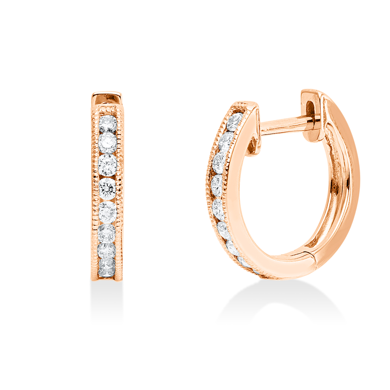 Creolen    aus 750/-18 Karat Rotgold mit 18 Diamanten 0