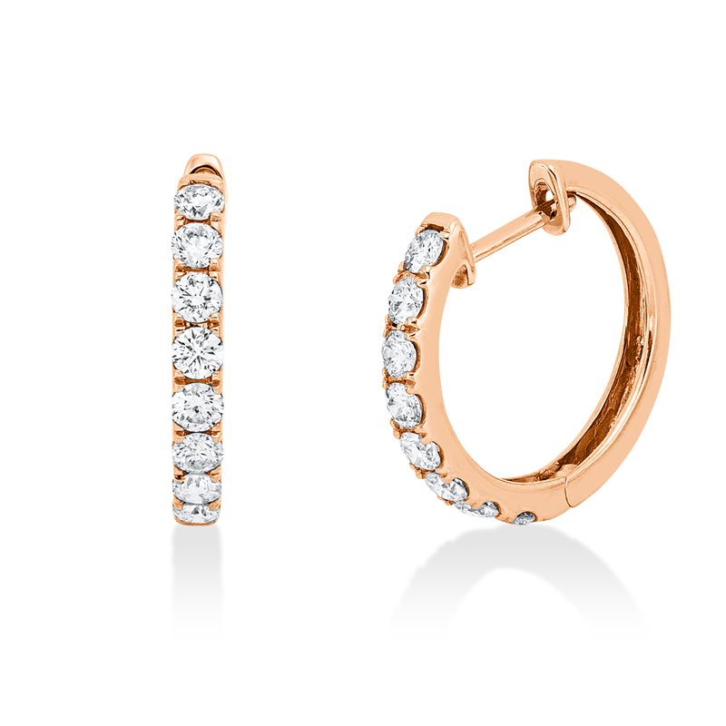 Creolen    aus 750/-18 Karat Rotgold mit 16 Diamanten 0