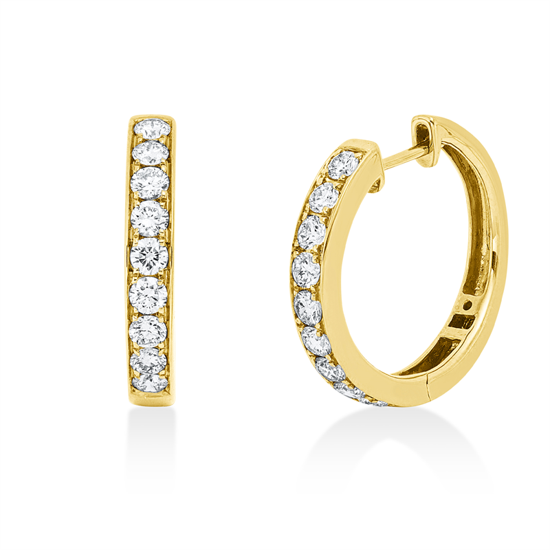 Creolen    aus 750/-18 Karat Gelbgold mit 18 Diamanten 0