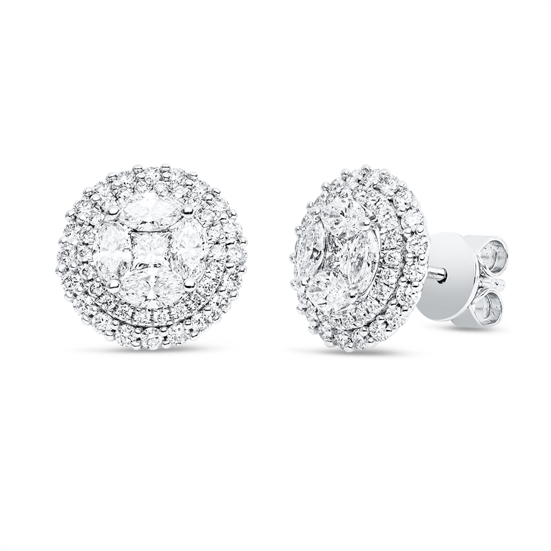 Ohrstecker    aus 750/-18 Karat Weißgold mit 94 Diamanten 1