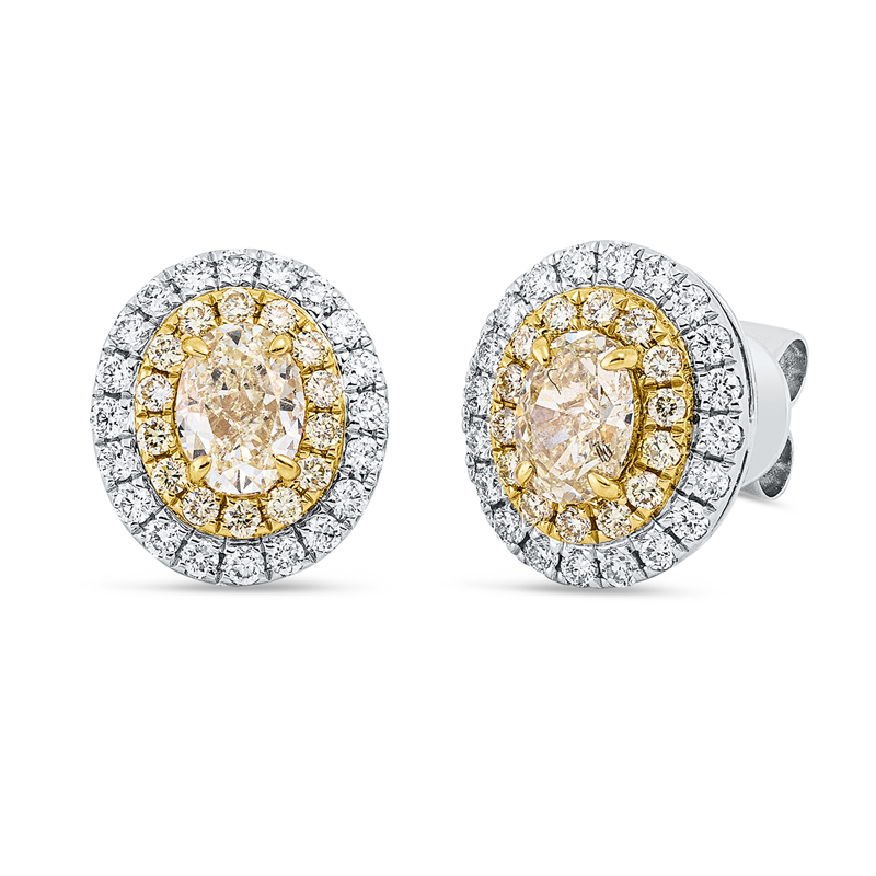 Ohrstecker    aus 750/-18 Karat Weißgold / Gelbgold mit 70 Diamanten 1