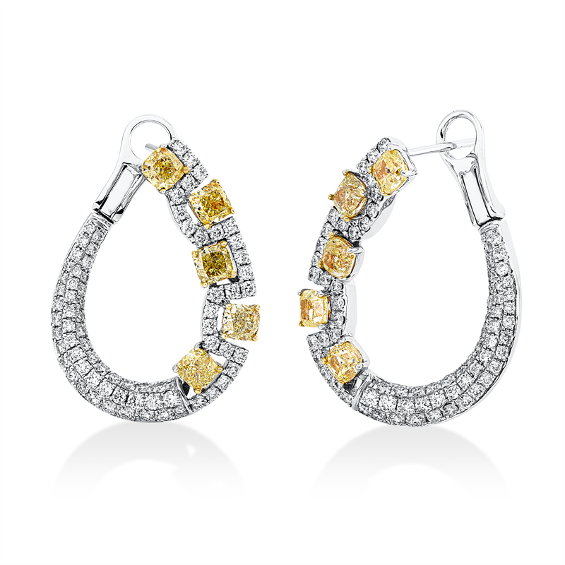 Creolen    aus 750/-18 Karat Weißgold / Gelbgold mit 156 Diamanten 4