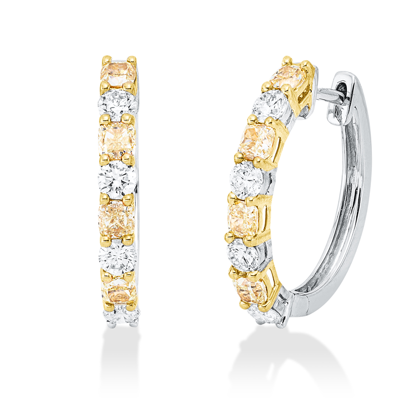 Creolen    aus 750/-18 Karat Weißgold / Gelbgold mit 16 Diamanten 1