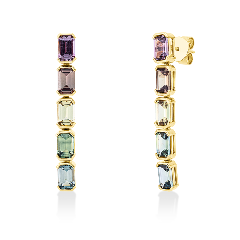 Ohrschmuck mit Farbstein  aus 750/-18 Karat Gelbgold  