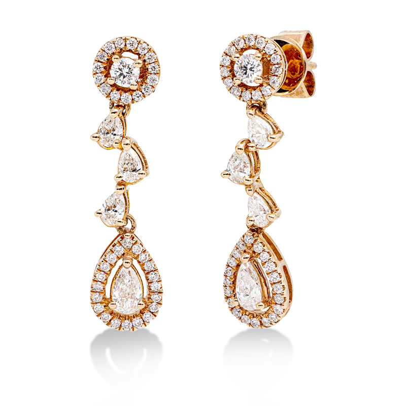 Ohrschmuck    aus 750/-18 Karat Rotgold mit 80 Diamanten 1
