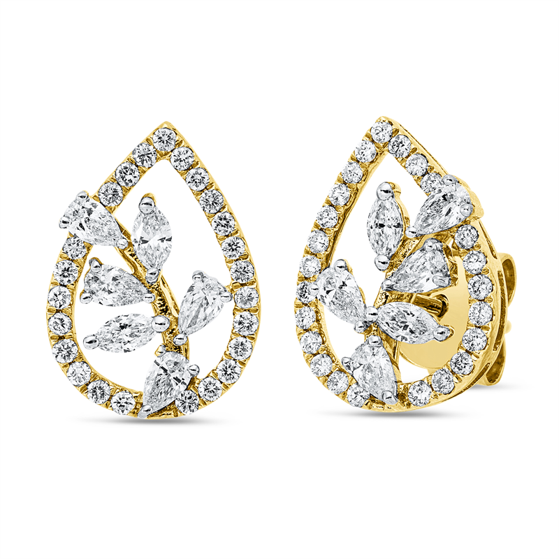 Ohrstecker    aus 750/-18 Karat Gelbgold / Weißgold mit 60 Diamanten 0