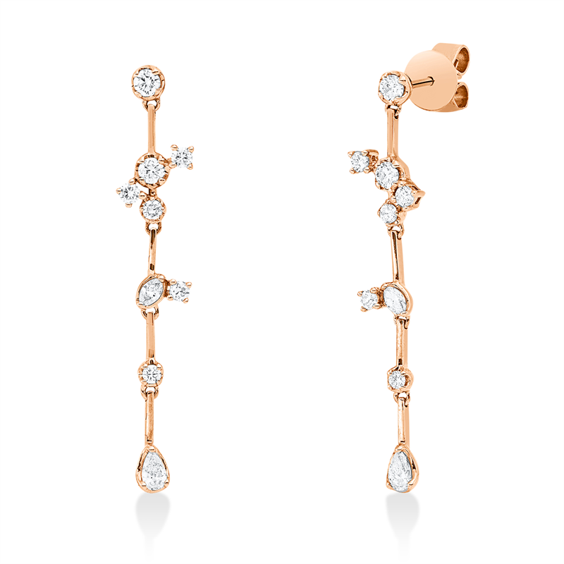 Ohrschmuck    aus 750/-18 Karat Rotgold mit 16 Diamanten 0
