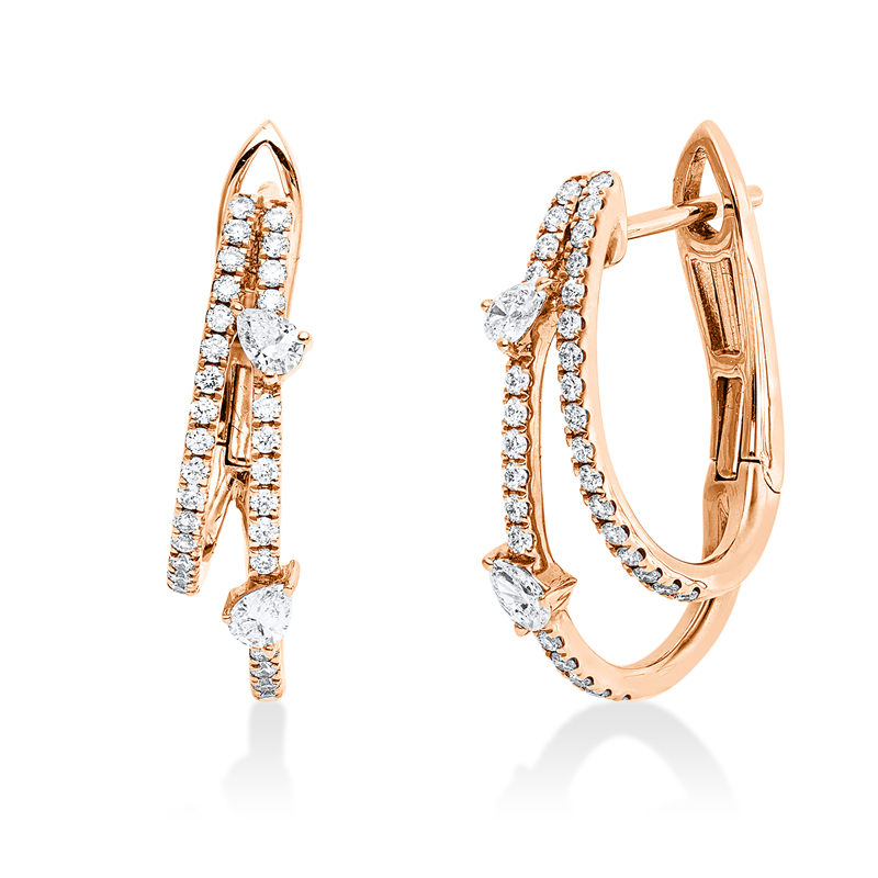 Creolen    aus 750/-18 Karat Rotgold mit 68 Diamanten 0