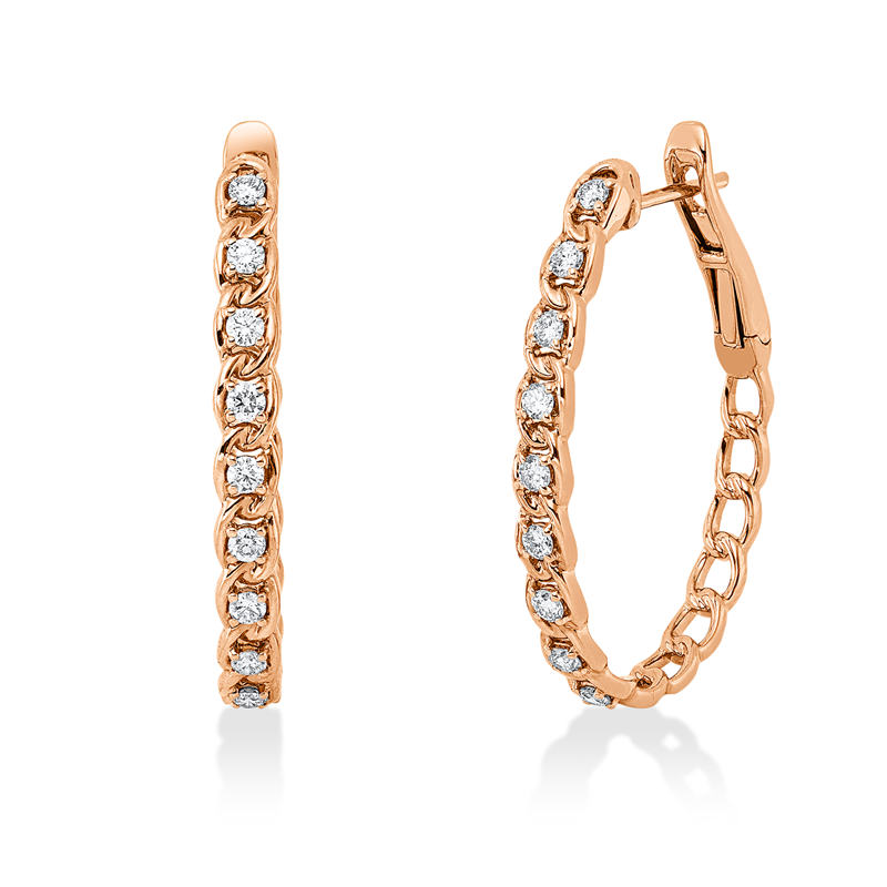 Creolen    aus 750/-18 Karat Rotgold mit 18 Diamanten 0