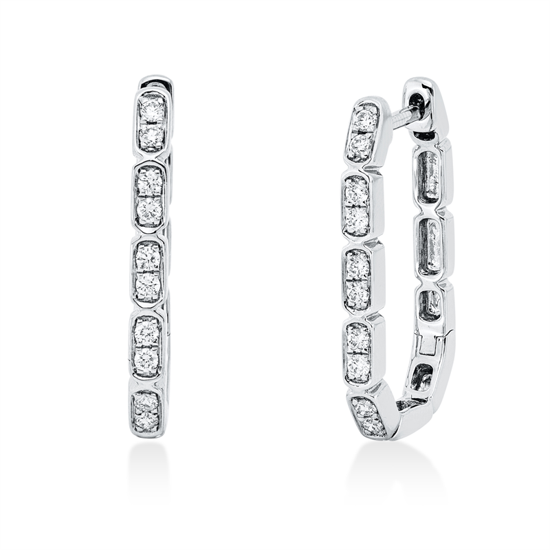 Creolen    aus 750/-18 Karat Weißgold mit 20 Diamanten 0