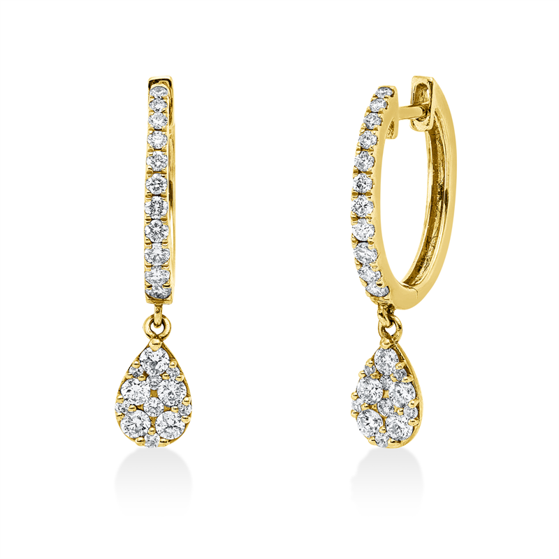 Creolen    aus 750/-18 Karat Gelbgold mit 46 Diamanten 0
