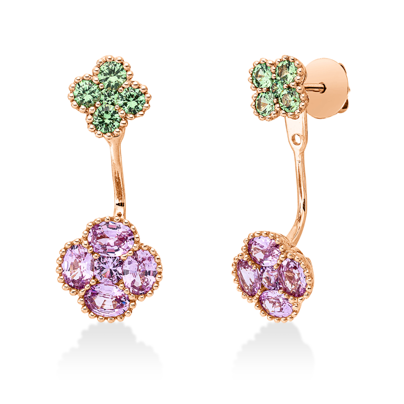 Ohrstecker mit Tsavorith  aus 750/-18 Karat Rotgold  