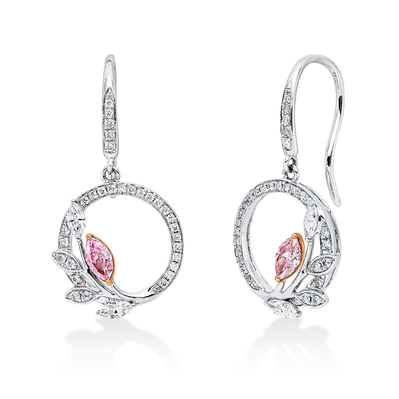 Ohrschmuck    aus 750/-18 Karat Weißgold / Rotgold mit 66 Diamanten 0