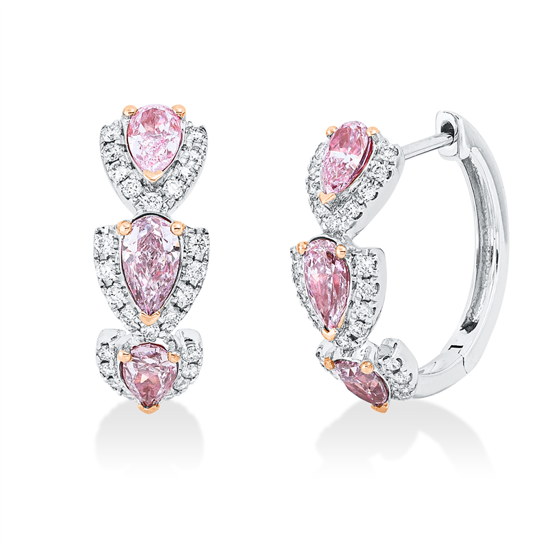 Creolen    aus 750/-18 Karat Weißgold / Rotgold mit 60 Diamanten 1