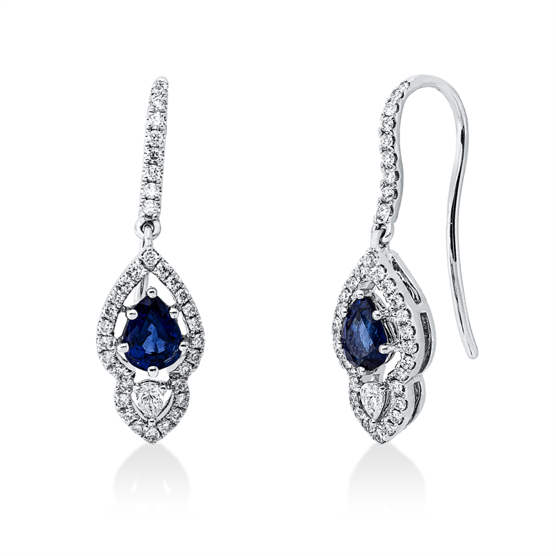 Ohrhänger mit Saphir  aus 750/-18 Karat Weißgold mit 72 Diamanten 0