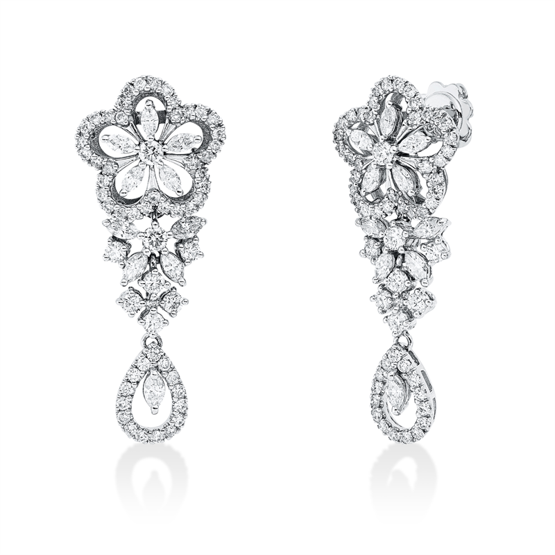 Ohrschmuck    aus 750/-18 Karat Weißgold mit 136 Diamanten 2