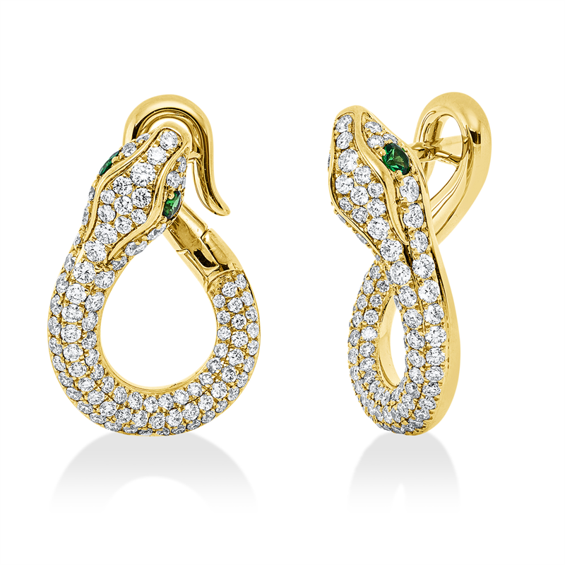 Ohrschmuck mit Tsavorith  aus 750/-18 Karat Gelbgold mit 182 Diamanten 1