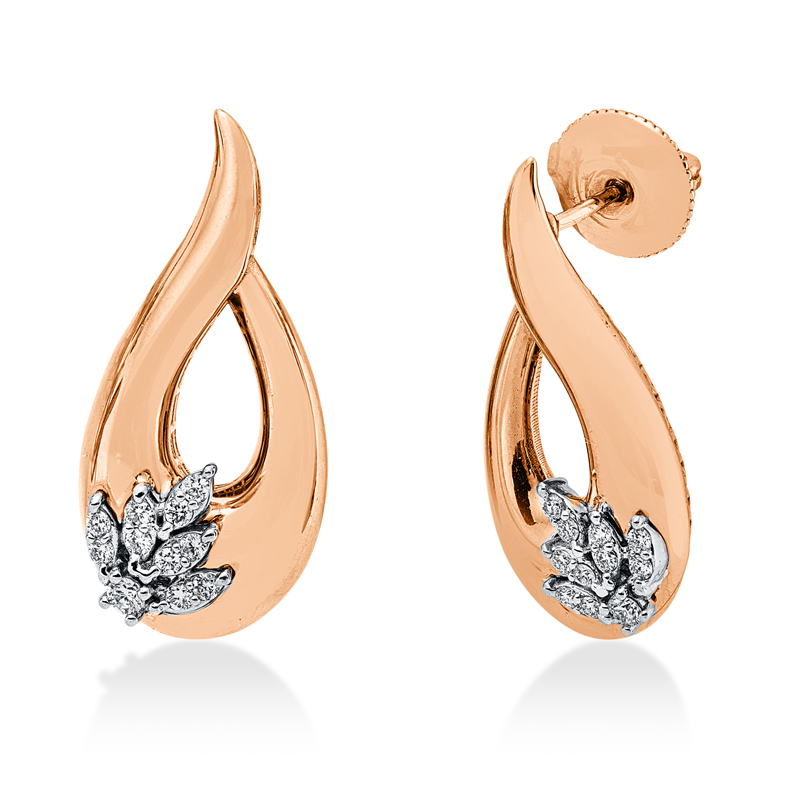 Ohrstecker    aus 750/-18 Karat Rotgold / Weißgold mit 22 Diamanten 0