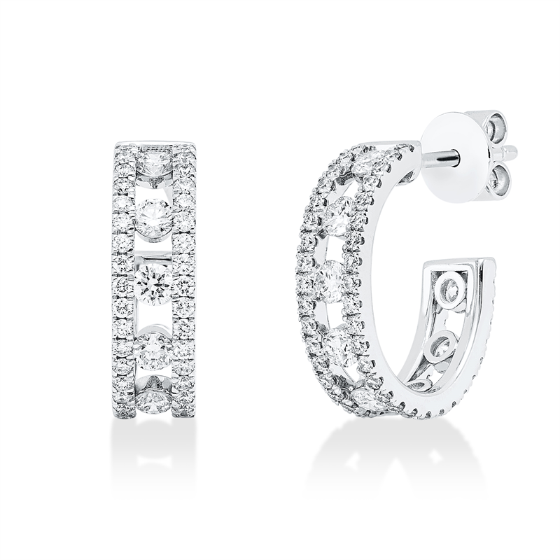 Creolen    aus 750/-18 Karat Weißgold mit 124 Diamanten 1