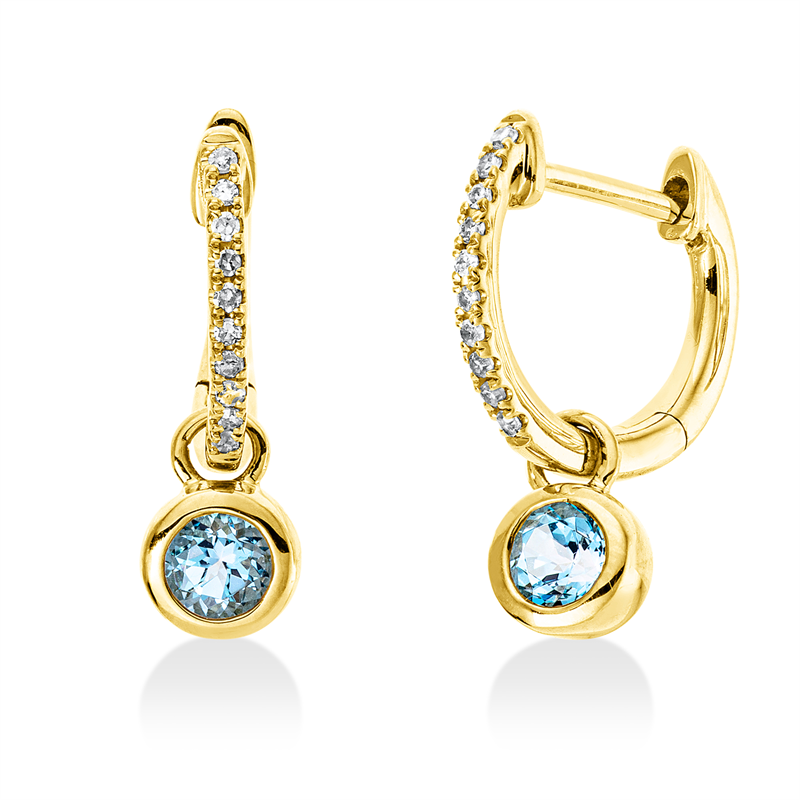 Creolen mit Topas  aus 750/-18 Karat Gelbgold mit 20 Diamanten 0