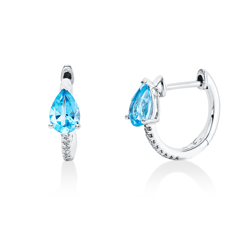 Creolen mit Topas  aus 750/-18 Karat Weißgold mit 16 Diamanten 0